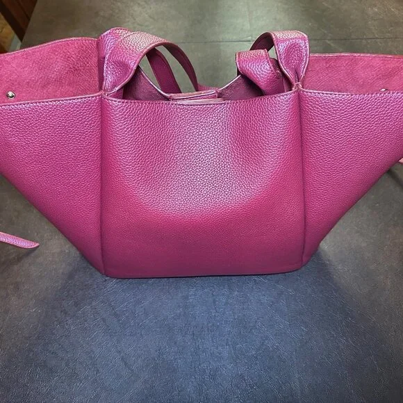 Designer-Inspired (Polene Paris Cabas). Genuine Leather Red Tote Bag - Picture 3 of 10